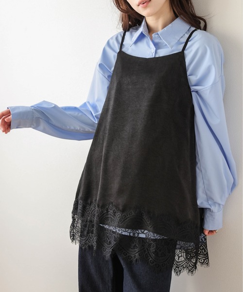 AMELY（エミリー）の「レースレイヤード キャミソール（キャミソール・レディース・ブラック/ブラウン/ホワイト・フリー）」の13枚目の写真