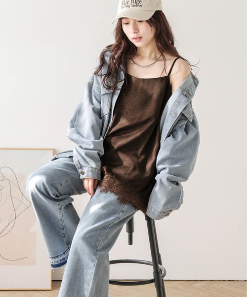 AMELY（エミリー）の「レースレイヤード キャミソール（キャミソール・レディース・ブラック/ブラウン/ホワイト・フリー）」の17枚目の写真