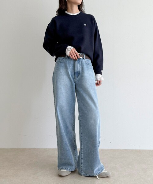 fredy emue（フレディエミュ）の「【1枚でもレイヤードでも◎】レーススリーブ衿フリルロンTシャツ（Tシャツ/カットソー・レディース・ブラック/オフホワイト・38）」の22枚目の写真