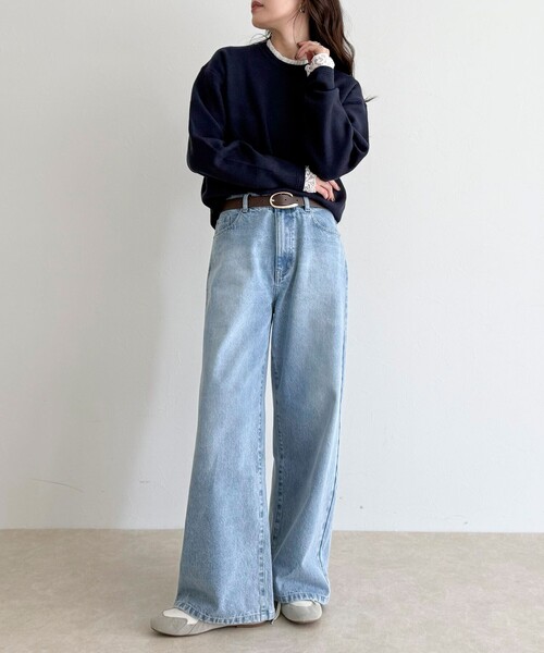 fredy emue（フレディエミュ）の「【1枚でもレイヤードでも◎】レーススリーブ衿フリルロンTシャツ（Tシャツ/カットソー・レディース・ブラック/オフホワイト・38）」の20枚目の写真