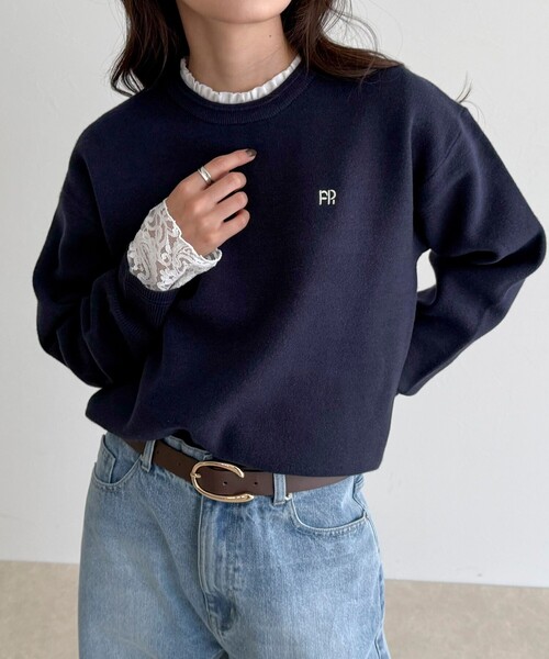 fredy emue（フレディエミュ）の「【1枚でもレイヤードでも◎】レーススリーブ衿フリルロンTシャツ（Tシャツ/カットソー・レディース・ブラック/オフホワイト・38）」の19枚目の写真