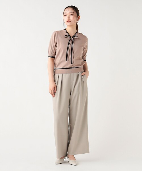 BEAMS HEART(ビームスハート)の「配色 ボウタイ プルオーバー(Tシャツ/カットソー・レディース・ホワイト/ネイビー/ベージュ・FREE)」の8枚目の写真