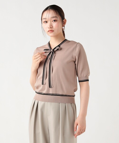 BEAMS HEART(ビームスハート)の「配色 ボウタイ プルオーバー(Tシャツ/カットソー・レディース・ホワイト/ネイビー/ベージュ・FREE)」の10枚目の写真