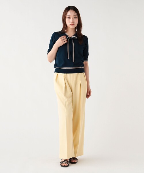 BEAMS HEART(ビームスハート)の「配色 ボウタイ プルオーバー(Tシャツ/カットソー・レディース・ホワイト/ネイビー/ベージュ・FREE)」の13枚目の写真