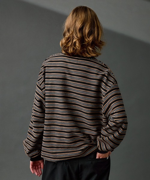 WETTEMPT(ウィテンプト)の「CREW NECK DRAW CORD BORDER LONG TEE / クルーネックドローコードボーダーロンT(Tシャツ/カットソー・メンズ・ブラック系2/ブラック・SMALL/MEDIUM/LARGE)」の6枚目の写真