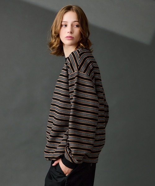 WETTEMPT(ウィテンプト)の「CREW NECK DRAW CORD BORDER LONG TEE / クルーネックドローコードボーダーロンT(Tシャツ/カットソー・メンズ・ブラック系2/ブラック・SMALL/MEDIUM/LARGE)」の5枚目の写真