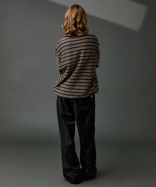 WETTEMPT(ウィテンプト)の「CREW NECK DRAW CORD BORDER LONG TEE / クルーネックドローコードボーダーロンT(Tシャツ/カットソー・メンズ・ブラック系2/ブラック・SMALL/MEDIUM/LARGE)」の11枚目の写真