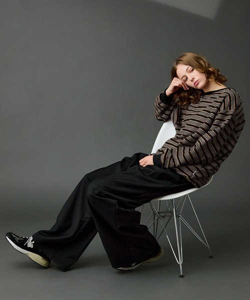 WETTEMPT(ウィテンプト)の「CREW NECK DRAW CORD BORDER LONG TEE / クルーネックドローコードボーダーロンT(Tシャツ/カットソー・メンズ・ブラック系2/ブラック・SMALL/MEDIUM/LARGE)」の13枚目の写真