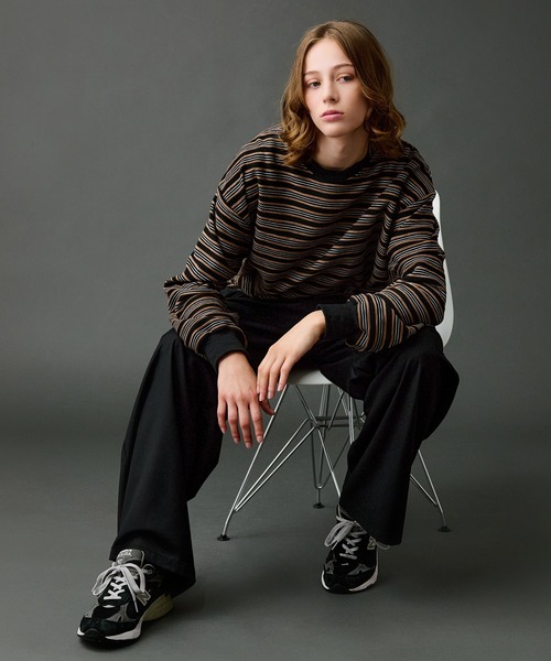 WETTEMPT(ウィテンプト)の「CREW NECK DRAW CORD BORDER LONG TEE / クルーネックドローコードボーダーロンT(Tシャツ/カットソー・メンズ・ブラック系2/ブラック・SMALL/MEDIUM/LARGE)」の14枚目の写真
