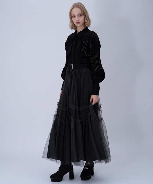 HARE（ハレ）の「シアーチュールプリーツワンピース(HARE)（ワンピース・レディース・ブラック/ブルー/イエロー・SMALL/LARGE）」の9枚目の写真