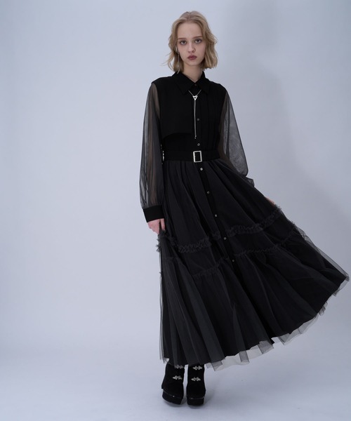 HARE（ハレ）の「シアーチュールプリーツワンピース(HARE)（ワンピース・レディース・ブラック/ブルー/イエロー・SMALL/LARGE）」の11枚目の写真