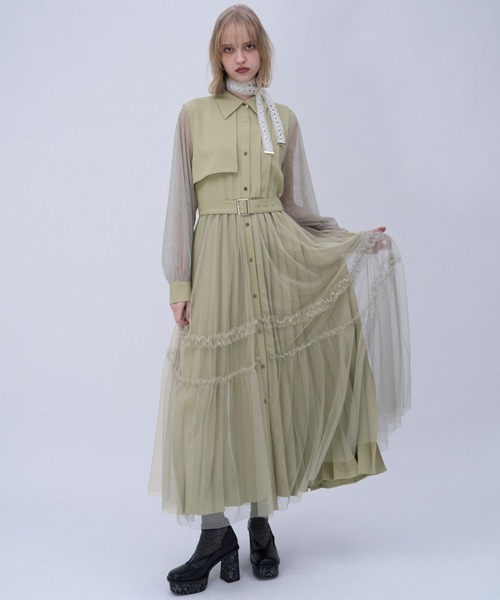 HARE（ハレ）の「シアーチュールプリーツワンピース(HARE)（ワンピース・レディース・ブラック/ブルー/イエロー・SMALL/LARGE）」の22枚目の写真