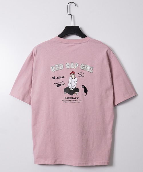 Red Cap Girl(レッドキャプガール)の「【a-r】〔RedCapGirl/レッドキャップガール〕イラスト×アップリケ 半袖Tシャツ メンズ/レディース/推し活(Tシャツ/カットソー・メンズ・ブラック/ホワイト/ピンク・MEDIUM/LARGE)」の9枚目の写真