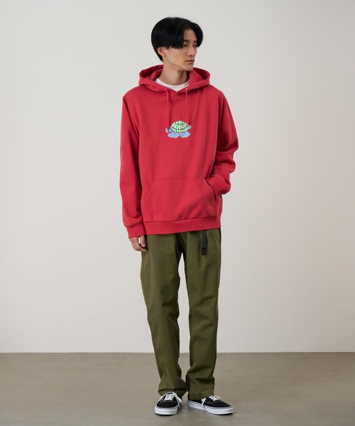 Gramicci（グラミチ）の「TURTLE HOODED SWEATSHIRT｜タートルフーデッドスウェットシャツ（パーカー・メンズ・レッド/ヘザーグレー/ブラック・S/M/L/XL/XXL）」の7枚目の写真