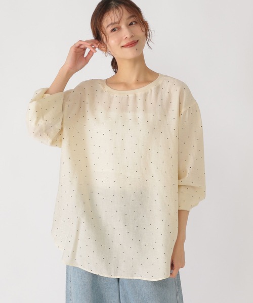 studio CLIP（スタディオクリップ）の「リネン混アソートシアーTブラウス（シャツ/ブラウス・レディース・その他2/その他1/オフホワイト・FREE）」の4枚目の写真