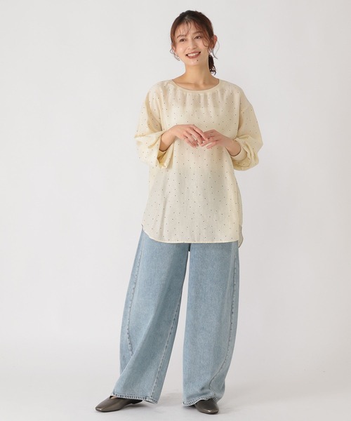 studio CLIP（スタディオクリップ）の「リネン混アソートシアーTブラウス（シャツ/ブラウス・レディース・その他2/その他1/オフホワイト・FREE）」の6枚目の写真
