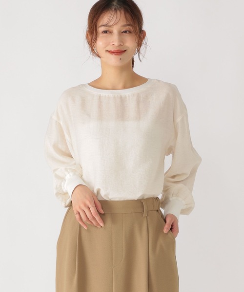 studio CLIP（スタディオクリップ）の「リネン混アソートシアーTブラウス（シャツ/ブラウス・レディース・その他2/その他1/オフホワイト・FREE）」の12枚目の写真