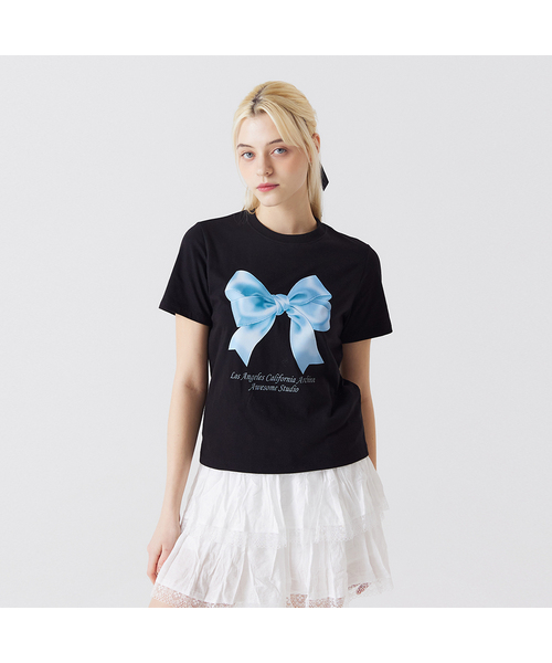 AWESOME STUDIO(オーサムスタジオ)の「リボンデジタルプリント半袖Tシャツブラック(Tシャツ/カットソー・レディース・その他・FREE)」の1枚目の写真