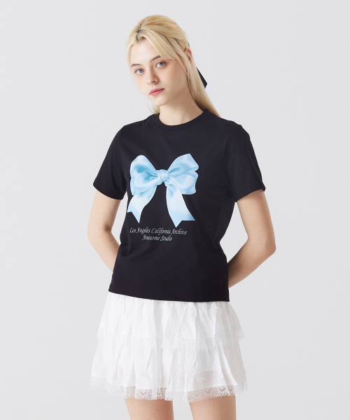 AWESOME STUDIO(オーサムスタジオ)の「リボンデジタルプリント半袖Tシャツブラック(Tシャツ/カットソー・レディース・その他・FREE)」の2枚目の写真