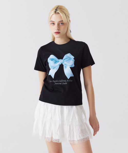 AWESOME STUDIO(オーサムスタジオ)の「リボンデジタルプリント半袖Tシャツブラック(Tシャツ/カットソー・レディース・その他・FREE)」の3枚目の写真
