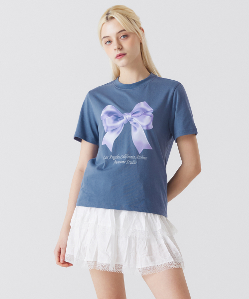 AWESOME STUDIO(オーサムスタジオ)の「リボンデジタルプリント半袖Tシャツブラック(Tシャツ/カットソー・レディース・その他・FREE)」の4枚目の写真