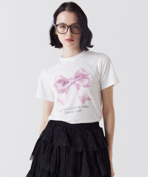 AWESOME STUDIO(オーサムスタジオ)の「リボンデジタルプリント半袖Tシャツブラック(Tシャツ/カットソー・レディース・その他・FREE)」の5枚目の写真