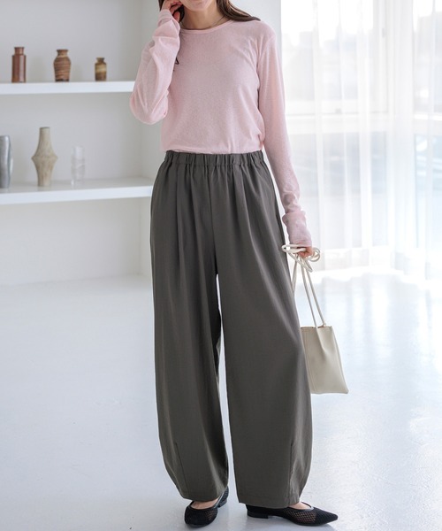 BELLUNA PLUS(ベルーナ)の「サラリ快適ビンテージカーブパンツ股下66cm(その他パンツ・レディース・ベージュ/チャコール/オフホワイト/ピンク・MEDIUM/LARGE/X-LARGE/SMALL)」の6枚目の写真