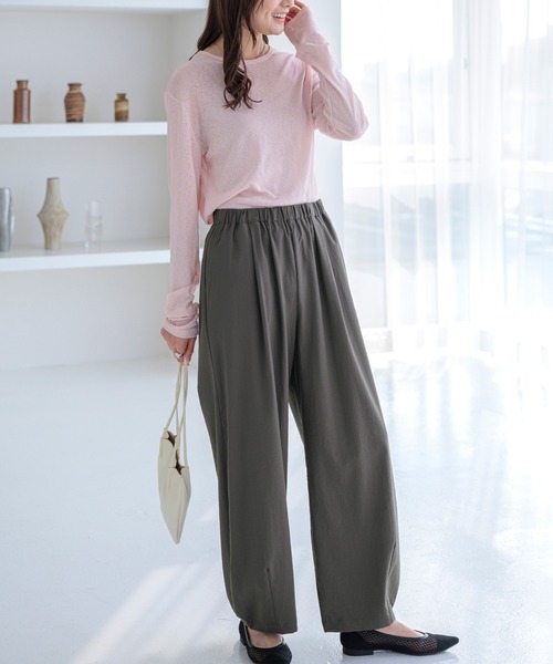 BELLUNA PLUS(ベルーナ)の「サラリ快適ビンテージカーブパンツ股下66cm(その他パンツ・レディース・ベージュ/チャコール/オフホワイト/ピンク・MEDIUM/LARGE/X-LARGE/SMALL)」の7枚目の写真