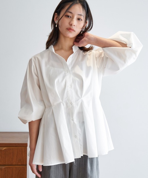 My shawty(マイシャウティー)の「peplum design shirt(シャツ/ブラウス・レディース・ブラック/ホワイト/ライトブルー・FREE)」の2枚目の写真