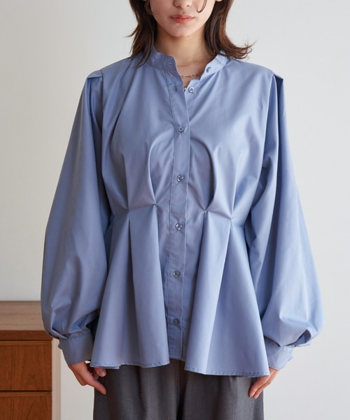 My shawty(マイシャウティー)の「peplum design shirt(シャツ/ブラウス・レディース・ブラック/ホワイト/ライトブルー・FREE)」の1枚目の写真