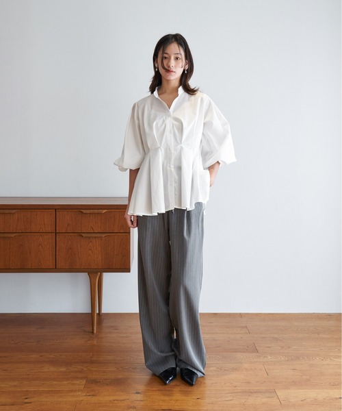 My shawty(マイシャウティー)の「peplum design shirt(シャツ/ブラウス・レディース・ブラック/ホワイト/ライトブルー・FREE)」の8枚目の写真