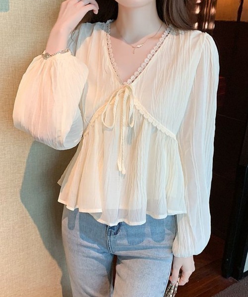 SallyLunn(サリーラン)の「エンパイアシアーレースブラウス(シャツ/ブラウス・レディース・ブラック/アイボリー・LARGE/MEDIUM)」の3枚目の写真
