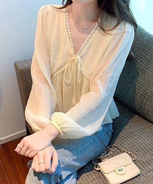SallyLunn(サリーラン)の「エンパイアシアーレースブラウス(シャツ/ブラウス・レディース・ブラック/アイボリー・LARGE/MEDIUM)」の8枚目の写真