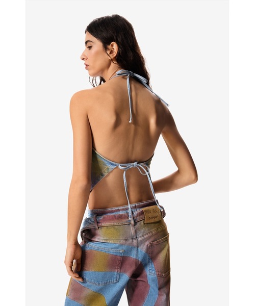 Desigual（デシグアル）の「【Desigual×MASHA POPOVA】グラデーションハート ハルタートップスタイルボディスーツ（チューブトップ・レディース・イエロー・L/S）」の2枚目の写真