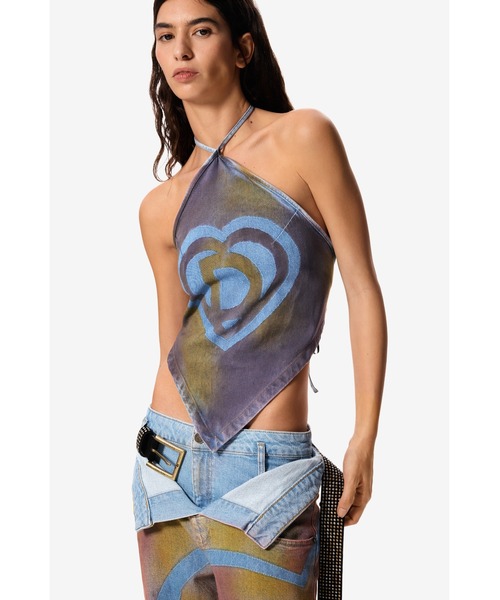 Desigual（デシグアル）の「【Desigual×MASHA POPOVA】グラデーションハート ハルタートップスタイルボディスーツ（チューブトップ・レディース・イエロー・L/S）」の3枚目の写真