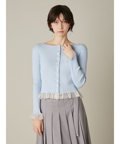 FURFUR(ファーファー)の「【UVカット】トリミングリブカーディガン【WEB限定カラー】(カーディガン/ボレロ・レディース・グレー/ブラック/サックスブルー/ホワイト/レッド・F)」の12枚目の写真