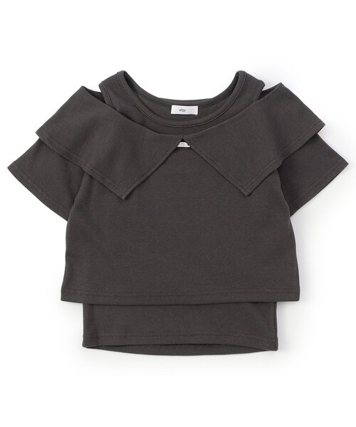 algy（アルジー）の「オフショルリブT&タンクセット（アンサンブル・キッズ・サックスブルー/アイボリー/チャコール・160/150/140/130）」の8枚目の写真