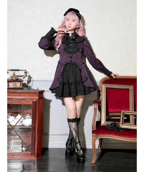 NOEMIE(ノエミー)の「ゴシックラッフルセットアップ(ワンピース・レディース・ブラック/パープル・M)」の6枚目の写真