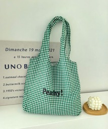 IRADOWL（アイラドール）の「英字ロゴギンガムチェッ柄トートバッグ（トートバッグ）」