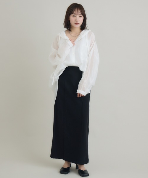 RU.TI.LE（ルチル）の「【RU.TI.LE】フード付きビッグシャツ（シャツ/ブラウス・レディース・ホワイト/グレー・MEDIUM）」の7枚目の写真
