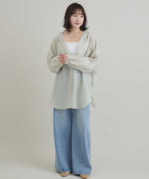 RU.TI.LE（ルチル）の「【RU.TI.LE】フード付きビッグシャツ（シャツ/ブラウス・レディース・ホワイト/グレー・MEDIUM）」の18枚目の写真