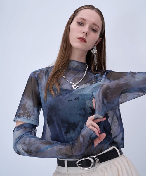 HARE（ハレ）の「2WAYニュアンスガラシアーT(HARE)（Tシャツ/カットソー・レディース・パープル/ブルー・FREE）」の6枚目の写真