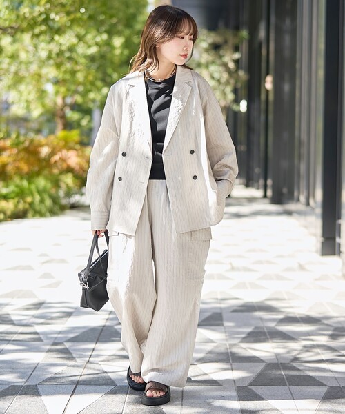 RONEL（ロネル）の「【RONEL】ストライプシャツジャケット（シャツ/ブラウス・レディース・ライトピンク/ナチュラル・M/S）」の3枚目の写真