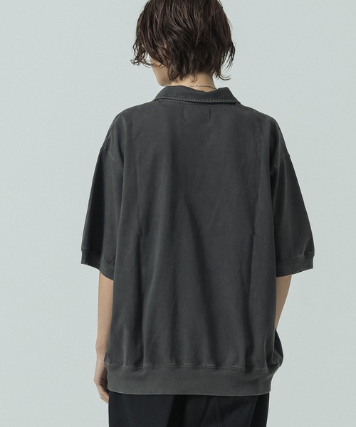 SLICK（スリック）の「【SLICK/スリック】Pigment Dye Skipper Polo/ピグメントダイ スキッパーポロ（Tシャツ/カットソー・メンズ・パープル/ライトグレー/ブラック・3/1/2）」の12枚目の写真