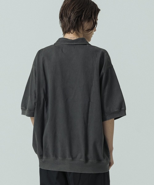 SLICK（スリック）の「【SLICK/スリック】Pigment Dye Skipper Polo/ピグメントダイ スキッパーポロ（Tシャツ/カットソー・メンズ・パープル/ライトグレー/ブラック・3/1/2）」の14枚目の写真