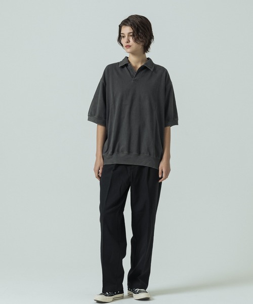 SLICK（スリック）の「【SLICK/スリック】Pigment Dye Skipper Polo/ピグメントダイ スキッパーポロ（Tシャツ/カットソー・メンズ・パープル/ライトグレー/ブラック・3/1/2）」の17枚目の写真