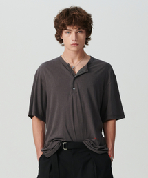 Beyond Closet（-）の「[コレクションライン] リネンブレンドヴィンテージガーメントヘンリーネック半袖Tシャツチャコールグレー（Tシャツ/カットソー）」