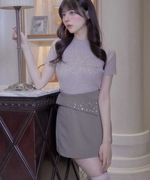 OLIVE des OLIVE（オリーブデオリーブ）の「【Belle Charme】Bijou Box Mini Skirt（スカート・レディース・グレー/ブラウン/ブラック・FREE）」の3枚目の写真