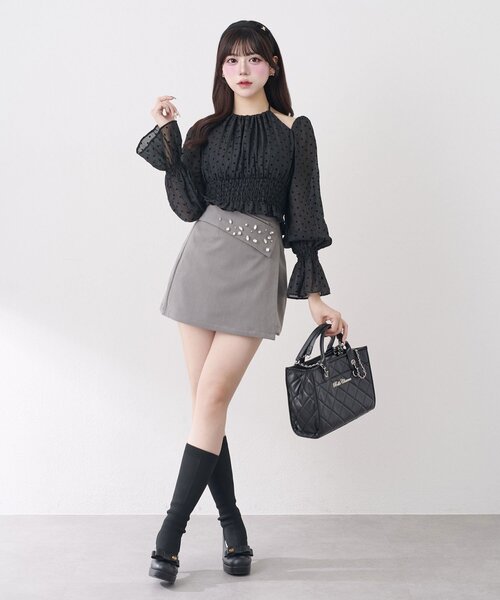 OLIVE des OLIVE（オリーブデオリーブ）の「【Belle Charme】Bijou Box Mini Skirt（スカート・レディース・グレー/ブラウン/ブラック・FREE）」の2枚目の写真