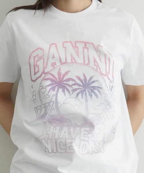 GANNI（ガニー）の「GANNI Basic jersey cocktail relaxed t-shirt（Tシャツ/カットソー・レディース・ホワイト・SMALL）」の2枚目の写真